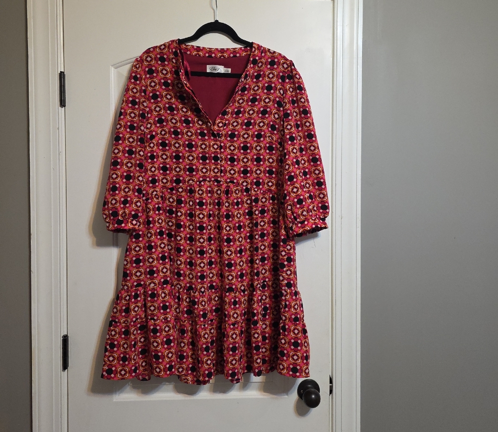 Eliza J Floral Red and Black Midi Dress